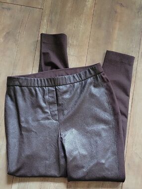 Chico's Dark Brown Faux-Leather Front Leggings